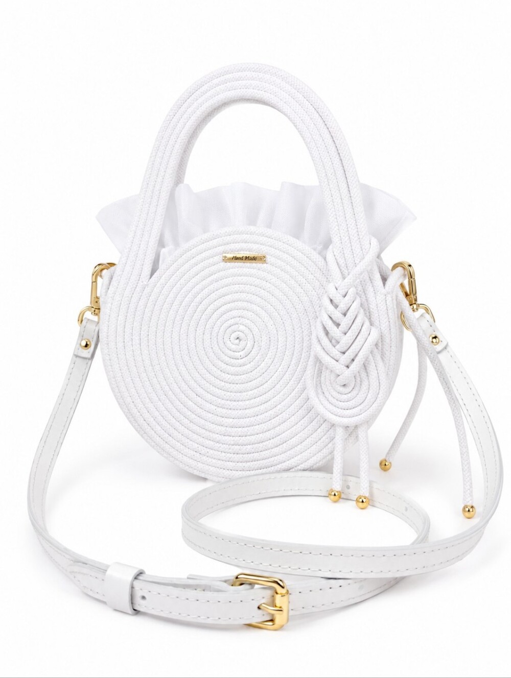 NEW❗️Bride White Handmade Circle Bag Elegant Wedding Purse Crossbody